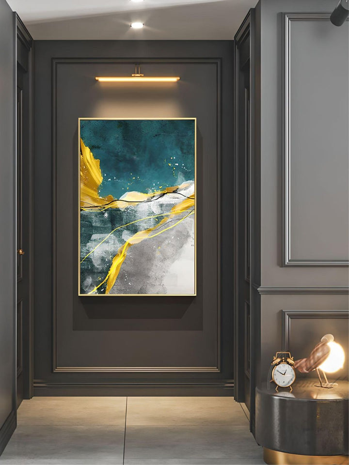 Abstract Golden Horizons Wall Art Green Blue Fine Art Canvas Prints Nordic Style Contemporary Pictures For Living Room Bedroom Modern Home Office Interiors