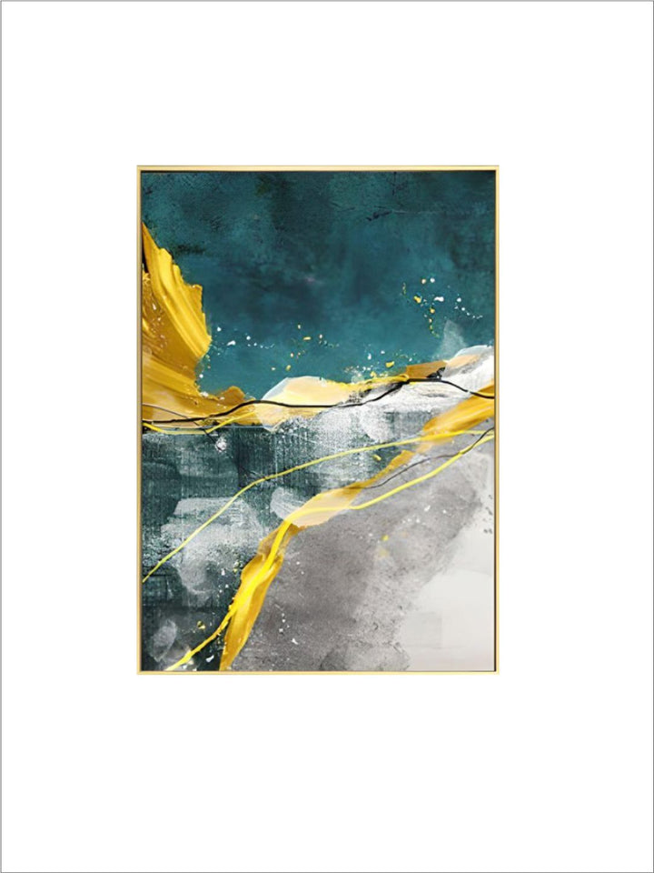 Abstract Golden Horizons Wall Art Green Blue Fine Art Canvas Prints Nordic Style Contemporary Pictures For Living Room Bedroom Modern Home Office Interiors