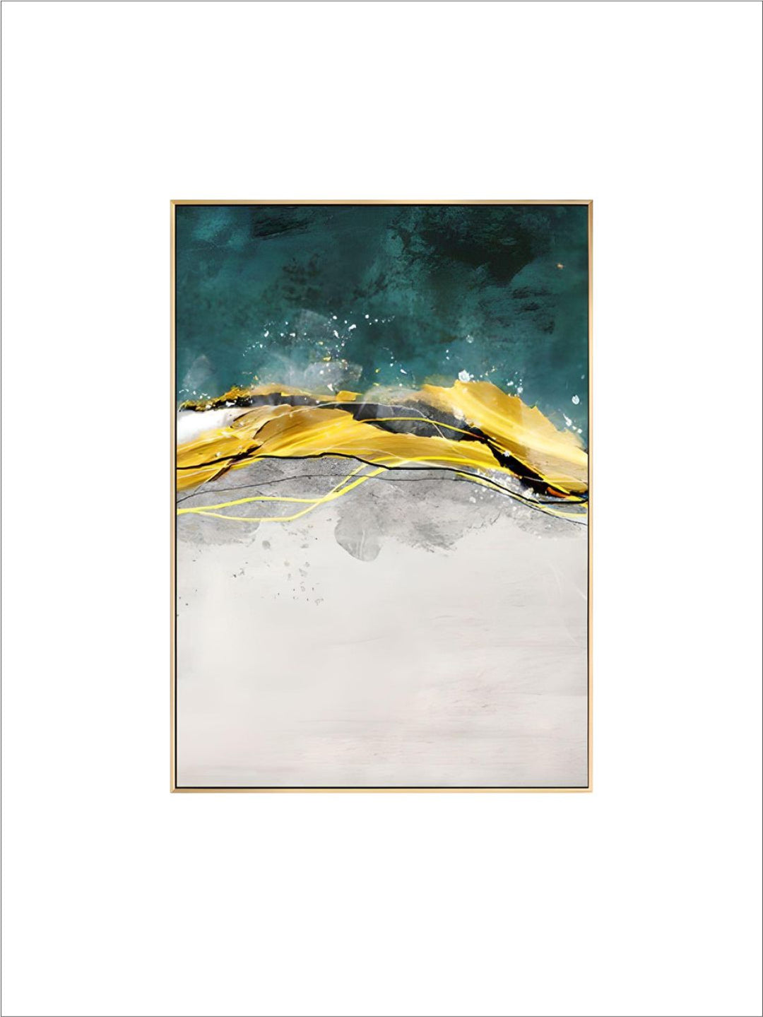 Abstract Golden Horizons Wall Art Green Blue Fine Art Canvas Prints Nordic Style Contemporary Pictures For Living Room Bedroom Modern Home Office Interiors