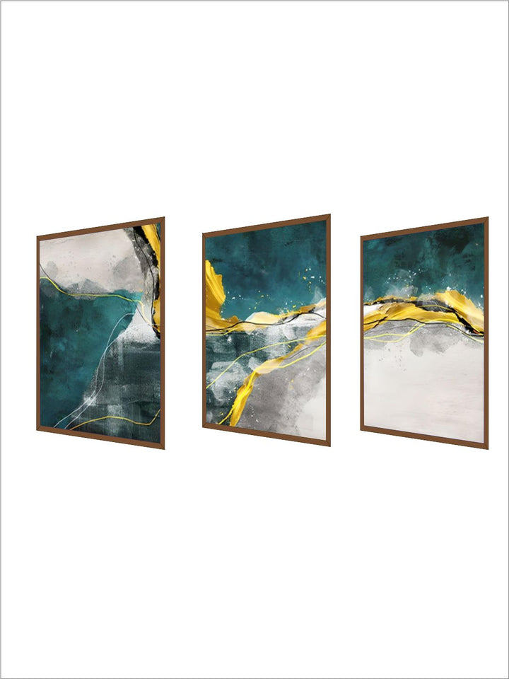 Abstract Golden Horizons Wall Art Green Blue Fine Art Canvas Prints Nordic Style Contemporary Pictures For Living Room Bedroom Modern Home Office Interiors