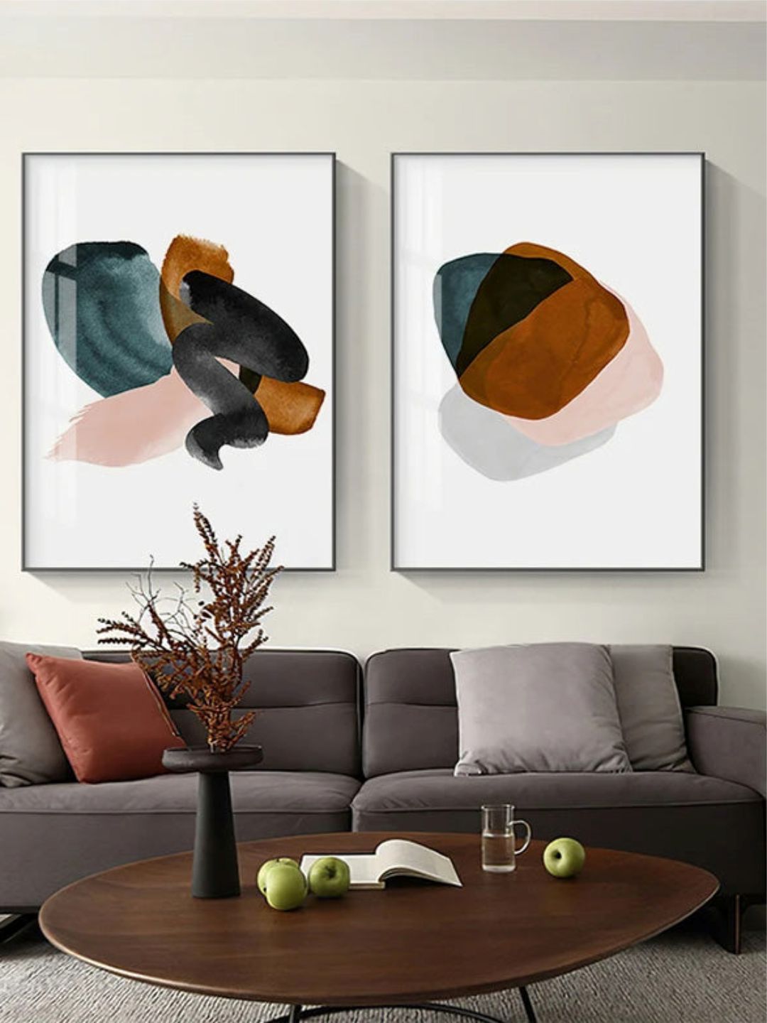 Earthy Colors Abstract Minimalist Watercolor Wall