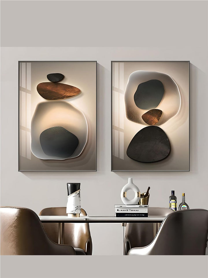 Neutral Color Abstract Black Pebble Wall Art Fine Art