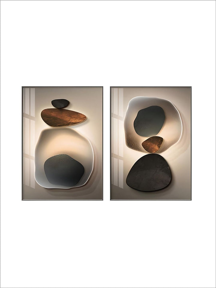 Neutral Color Abstract Black Pebble Wall Art Fine Art