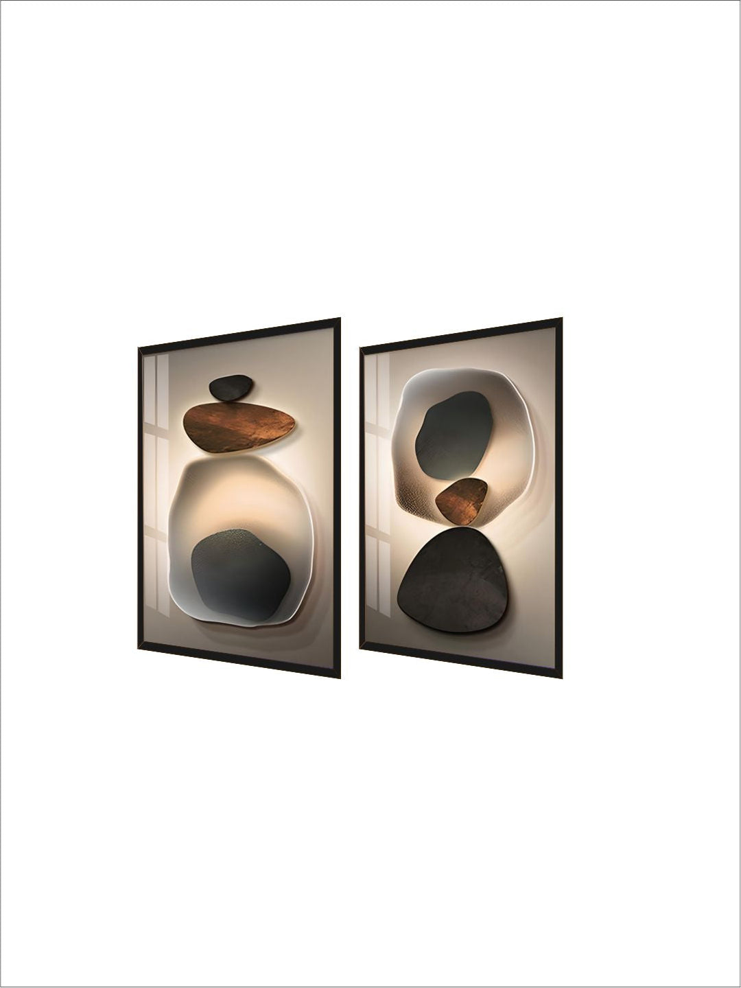 Neutral Color Abstract Black Pebble Wall Art Fine Art