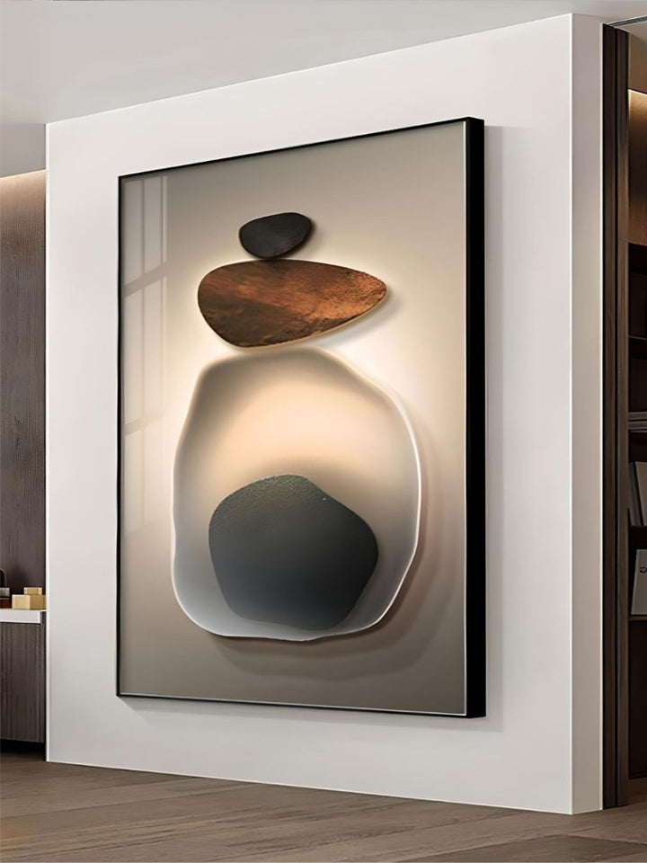 Neutral Color Abstract Black Pebble Wall Art Fine Art