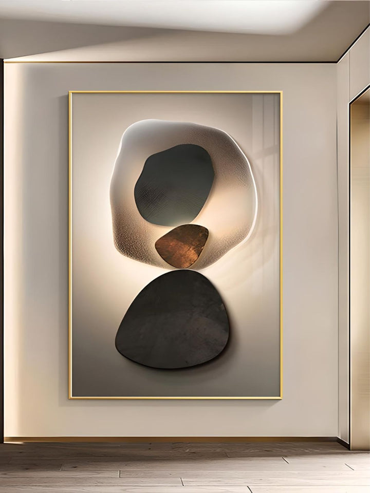 Neutral Color Abstract Black Pebble Wall Art Fine Art