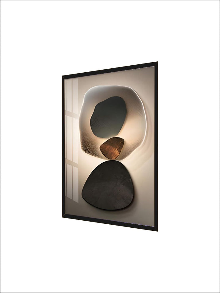 Neutral Color Abstract Black Pebble Wall Art Fine Art