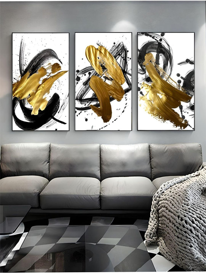 Abstract Golden Swirls Luxury Nordic Contemporary Wall Art Fine Art Canvas Prints Modern Pictures For Office Living Room Modern Home Decor