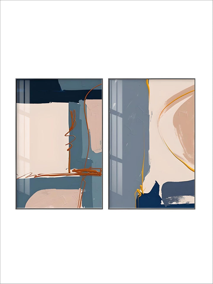 Modern Abstract Pink Beige Blue Color Block Wall Art