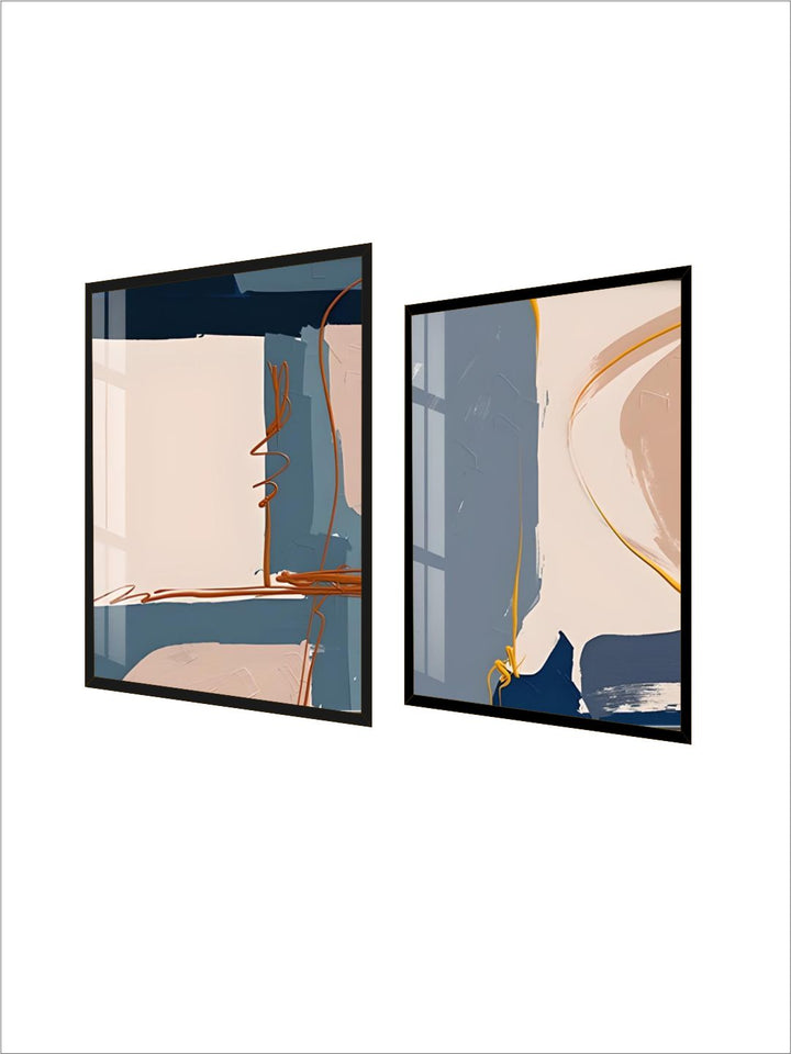 Modern Abstract Pink Beige Blue Color Block Wall Art