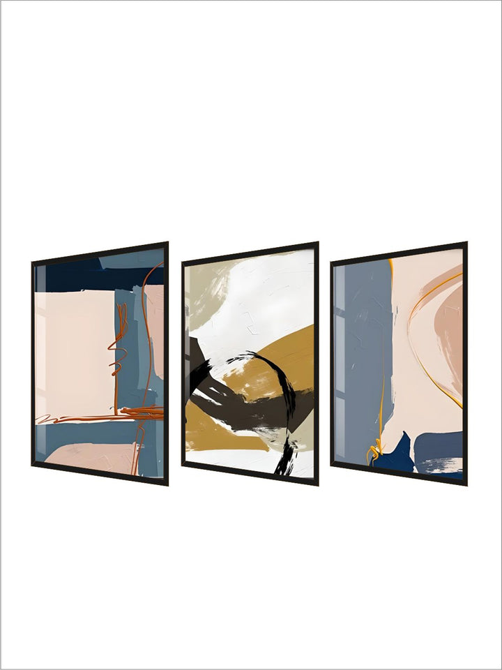 Modern Abstract Pink Beige Blue Color Block Wall Art