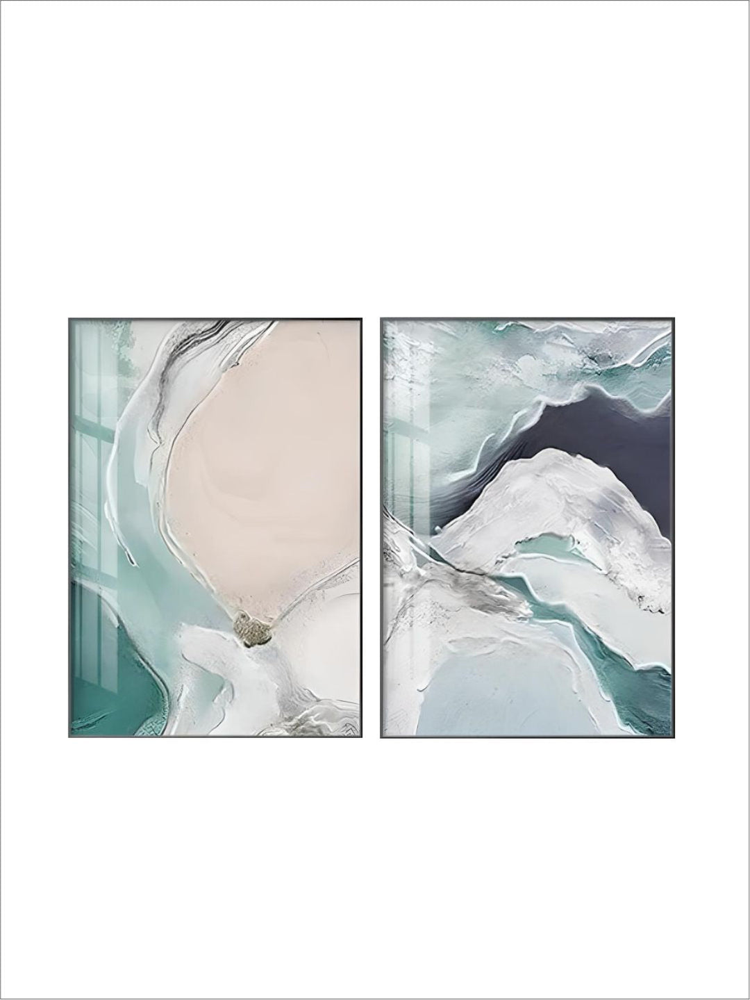 Nordic Abstract Green Blue Jade Beach Ocean Wall Art 