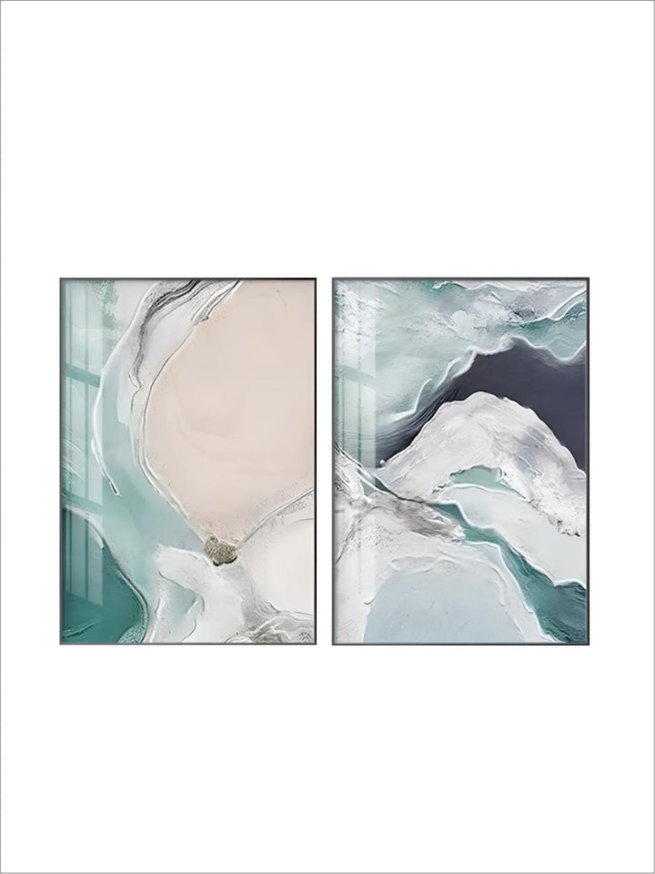 Nordic Abstract Green Blue Jade Beach Ocean Wall Art 