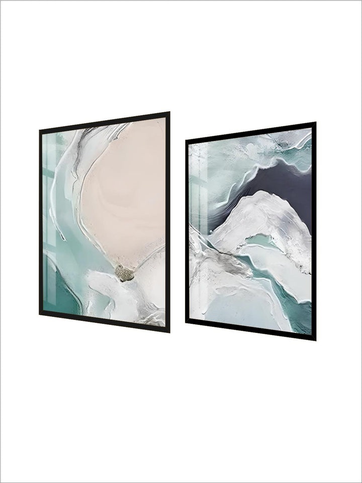 Nordic Abstract Green Blue Jade Beach Ocean Wall Art 