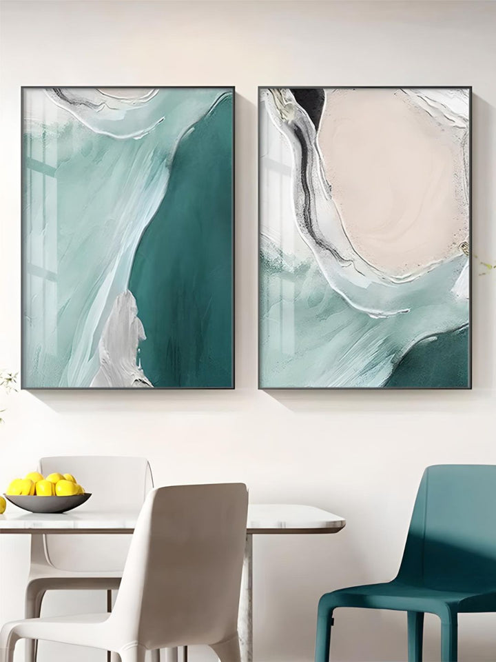 Nordic Abstract Green Blue Jade Beach Ocean Wall Art 