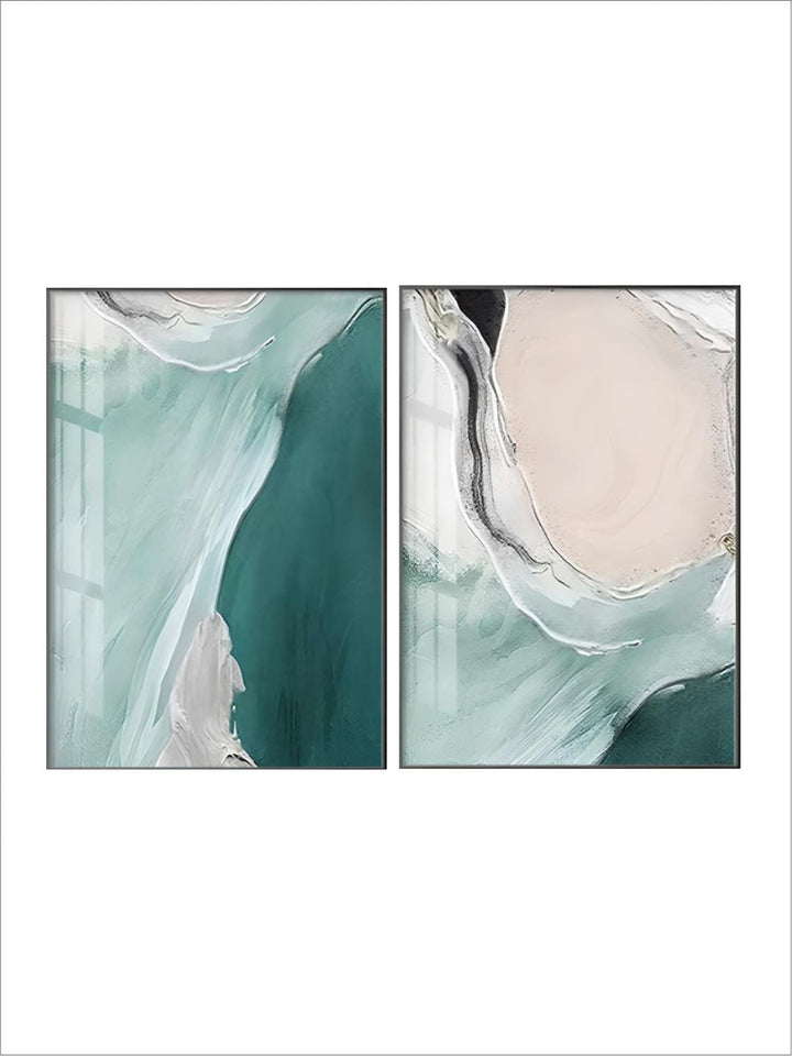 Nordic Abstract Green Blue Jade Beach Ocean Wall Art 