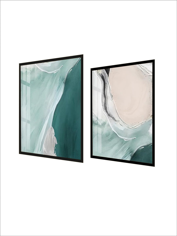 Nordic Abstract Green Blue Jade Beach Ocean Wall Art 