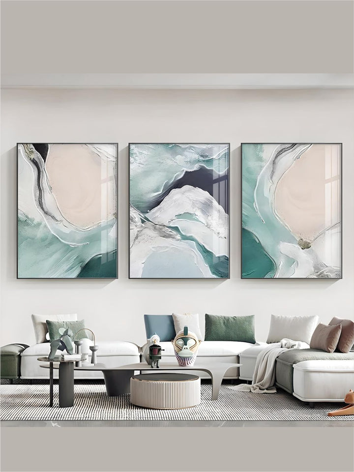Nordic Abstract Green Blue Jade Beach Ocean Wall Art 