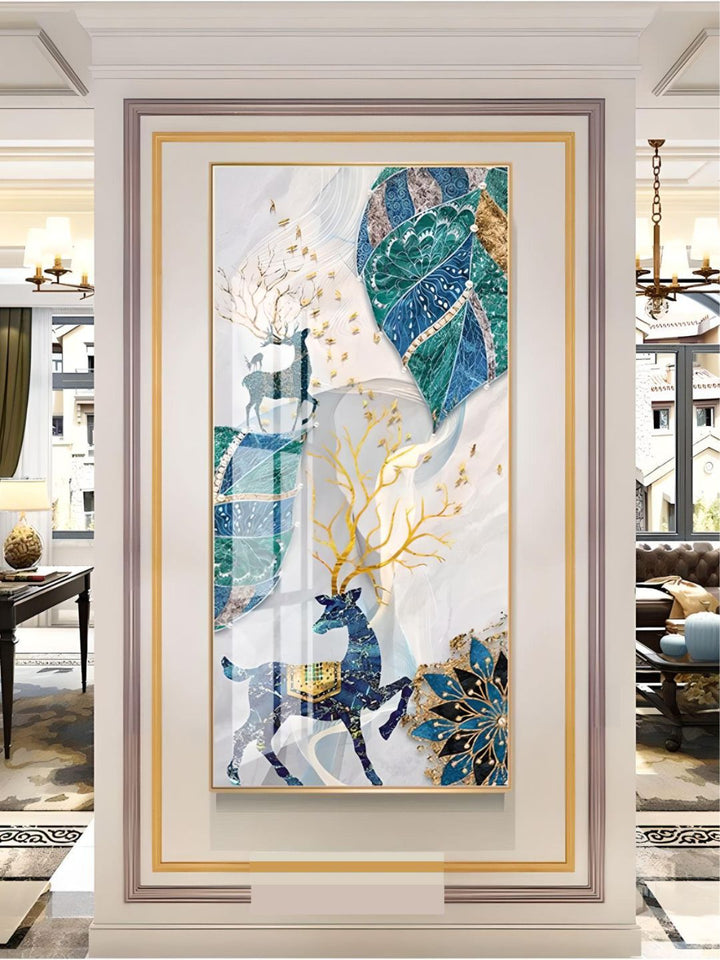 Abstract Auspicious Mystical Deer Landscape Wall Art