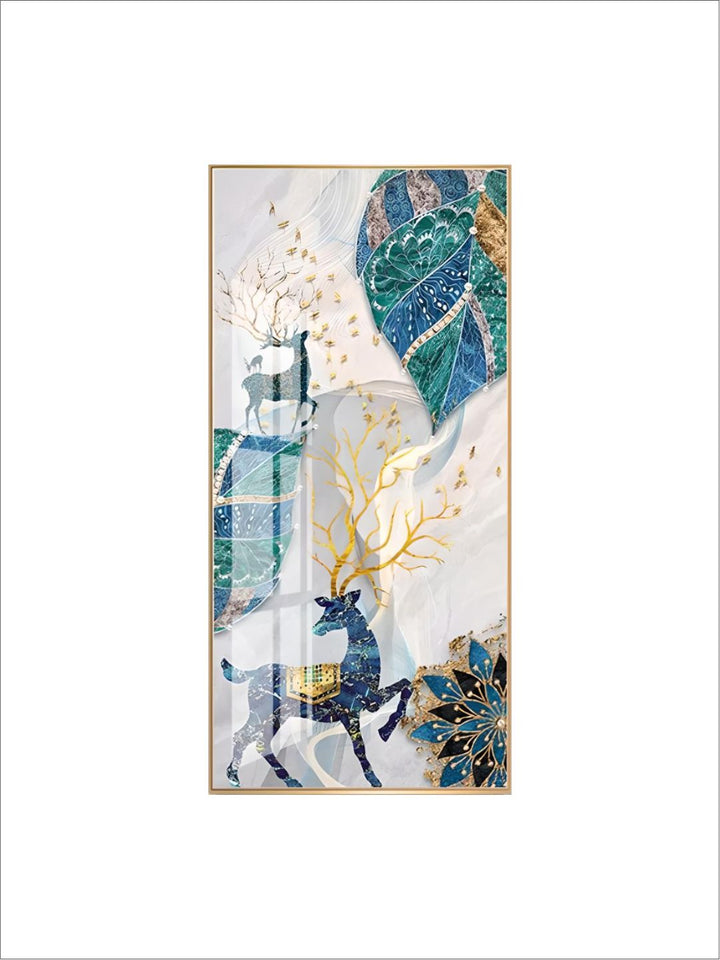 Abstract Auspicious Mystical Deer Landscape Wall Art