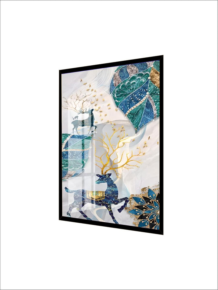 Abstract Auspicious Mystical Deer Landscape Wall Art