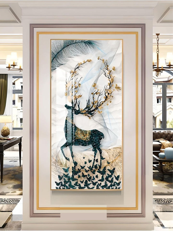Abstract Auspicious Mystical Deer Landscape Wall Art