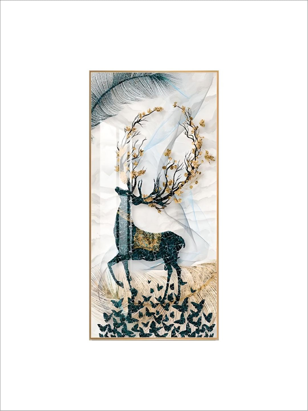 Abstract Auspicious Mystical Deer Landscape Wall Art