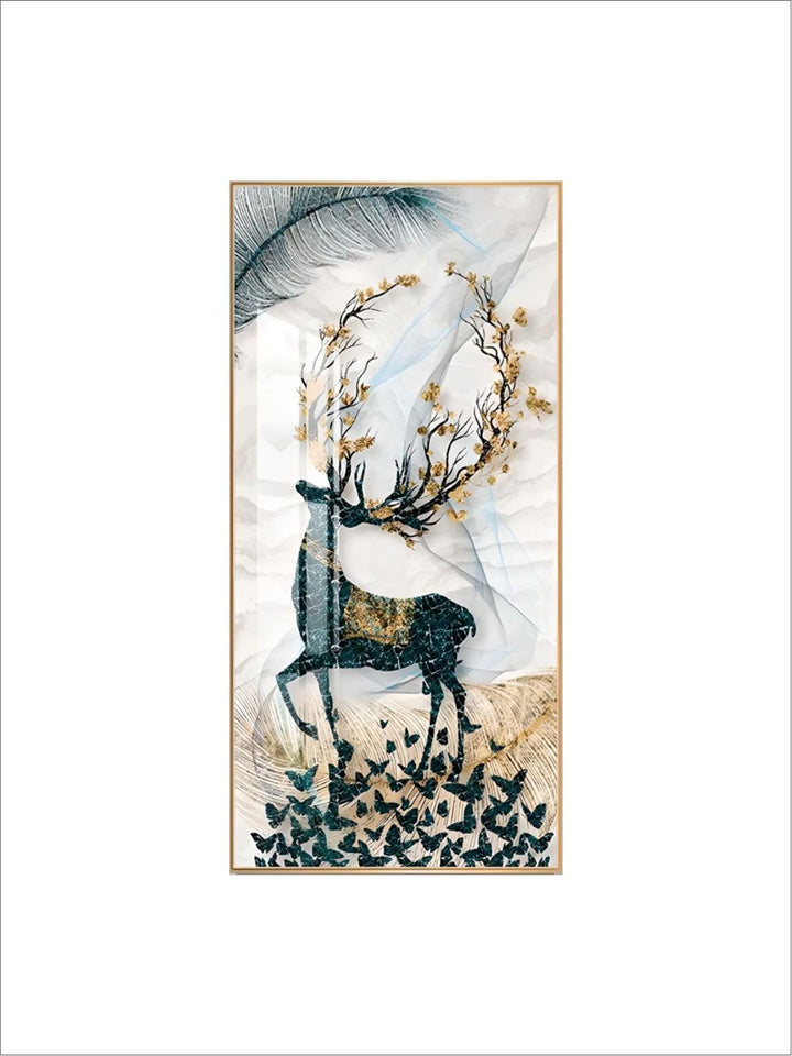 Abstract Auspicious Mystical Deer Landscape Wall Art