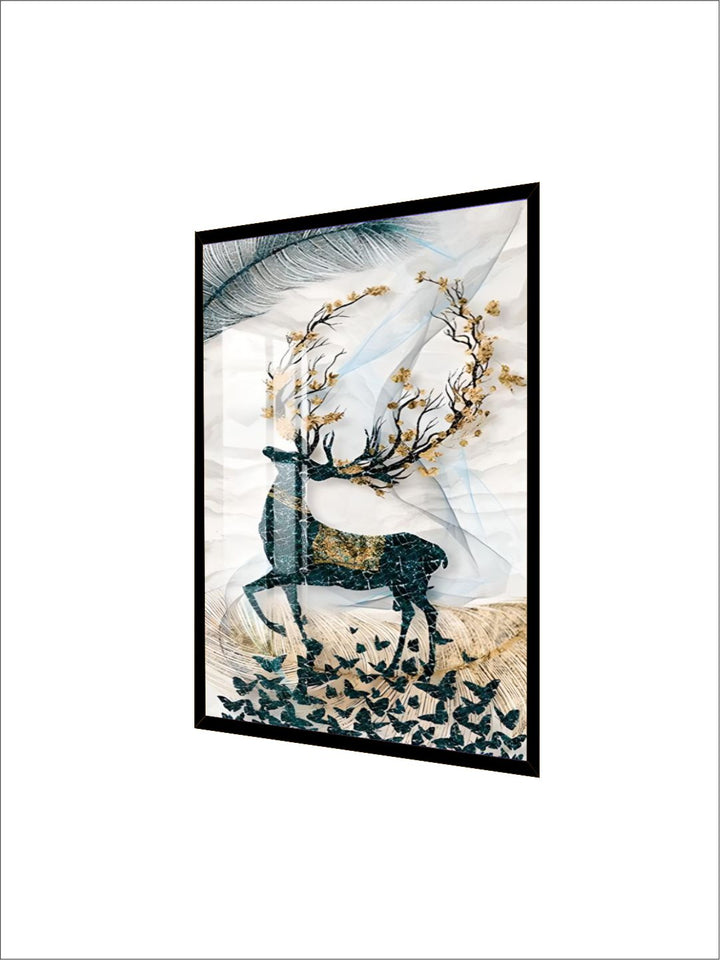 Abstract Auspicious Mystical Deer Landscape Wall Art