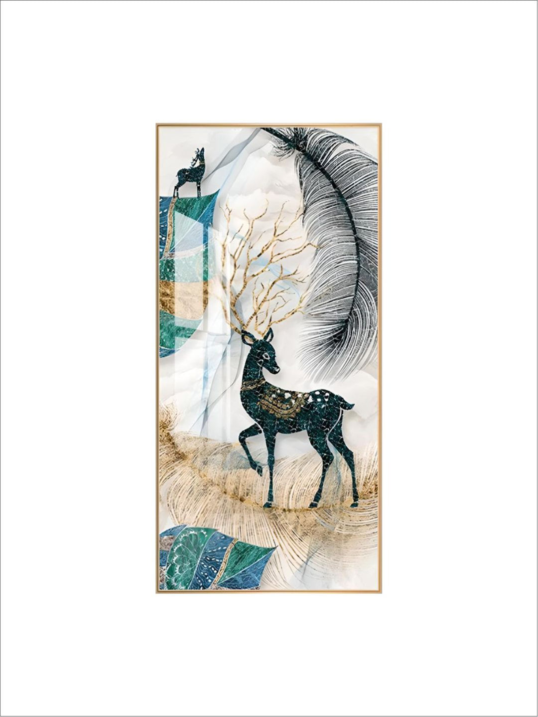Abstract Auspicious Mystical Deer Landscape Wall Art