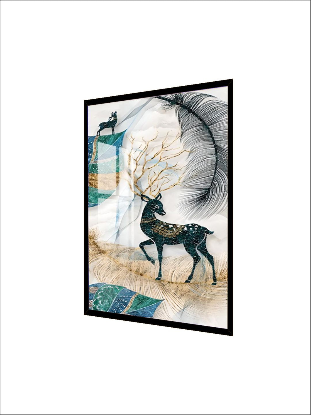 Abstract Auspicious Mystical Deer Landscape Wall Art