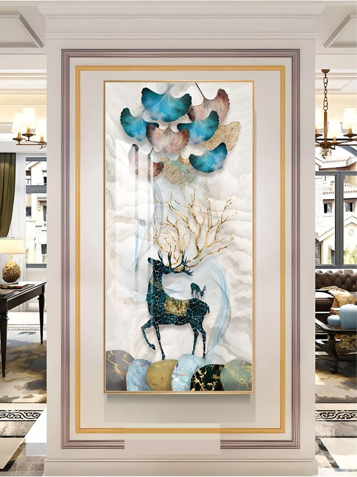 Abstract Auspicious Mystical Deer Landscape Wall Art
