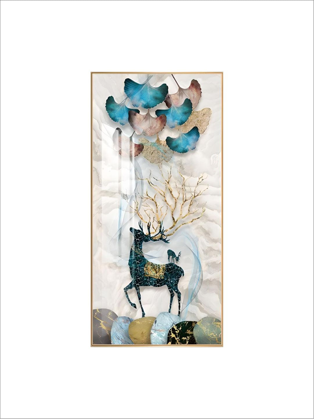 Abstract Auspicious Mystical Deer Landscape Wall Art