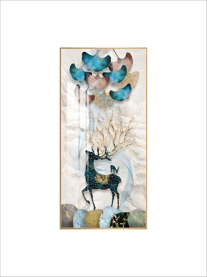 Abstract Auspicious Mystical Deer Landscape Wall Art