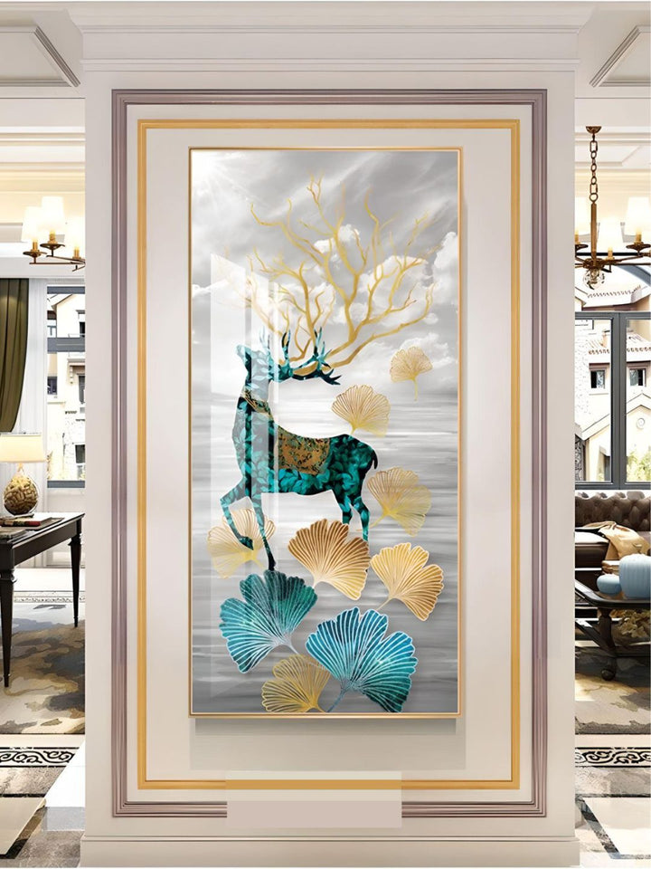 Abstract Auspicious Mystical Deer Landscape Wall Art