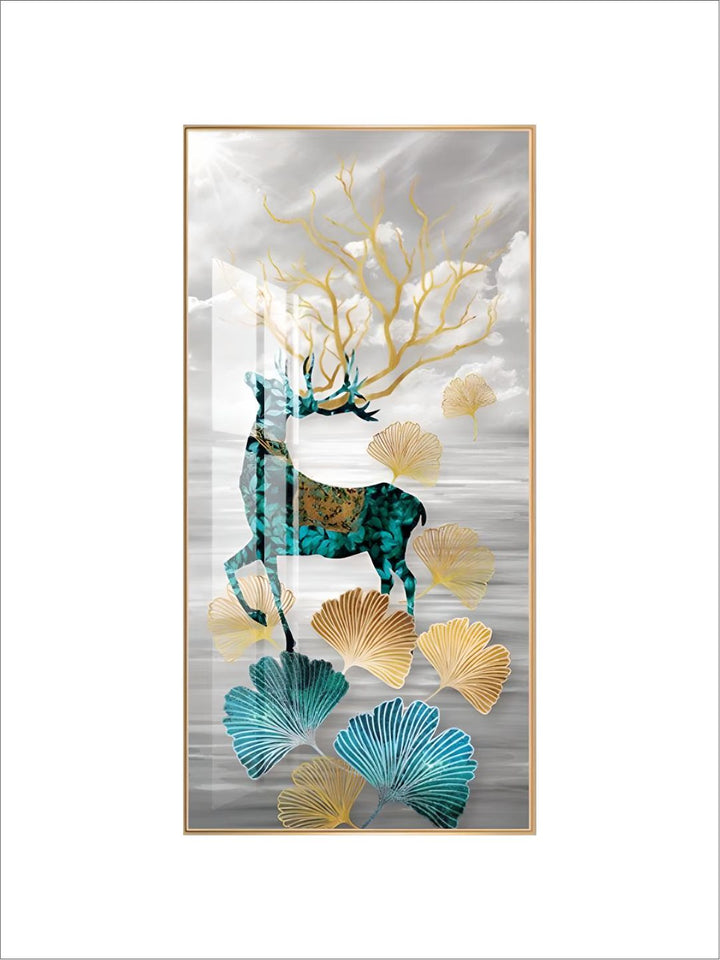 Abstract Auspicious Mystical Deer Landscape Wall Art