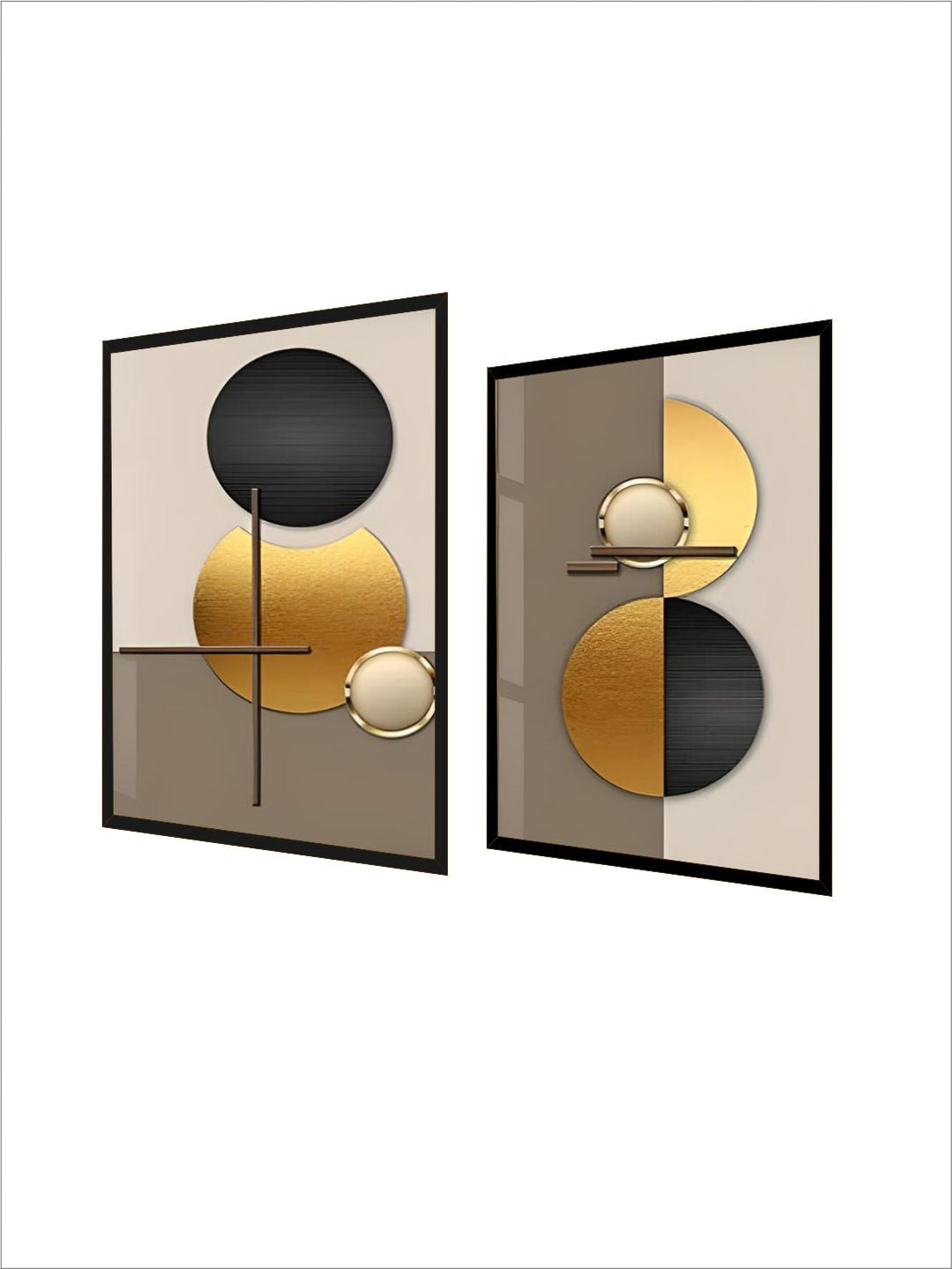 Modern Aesthetics Golden Sun Moon Abstract Geometry Wall Art