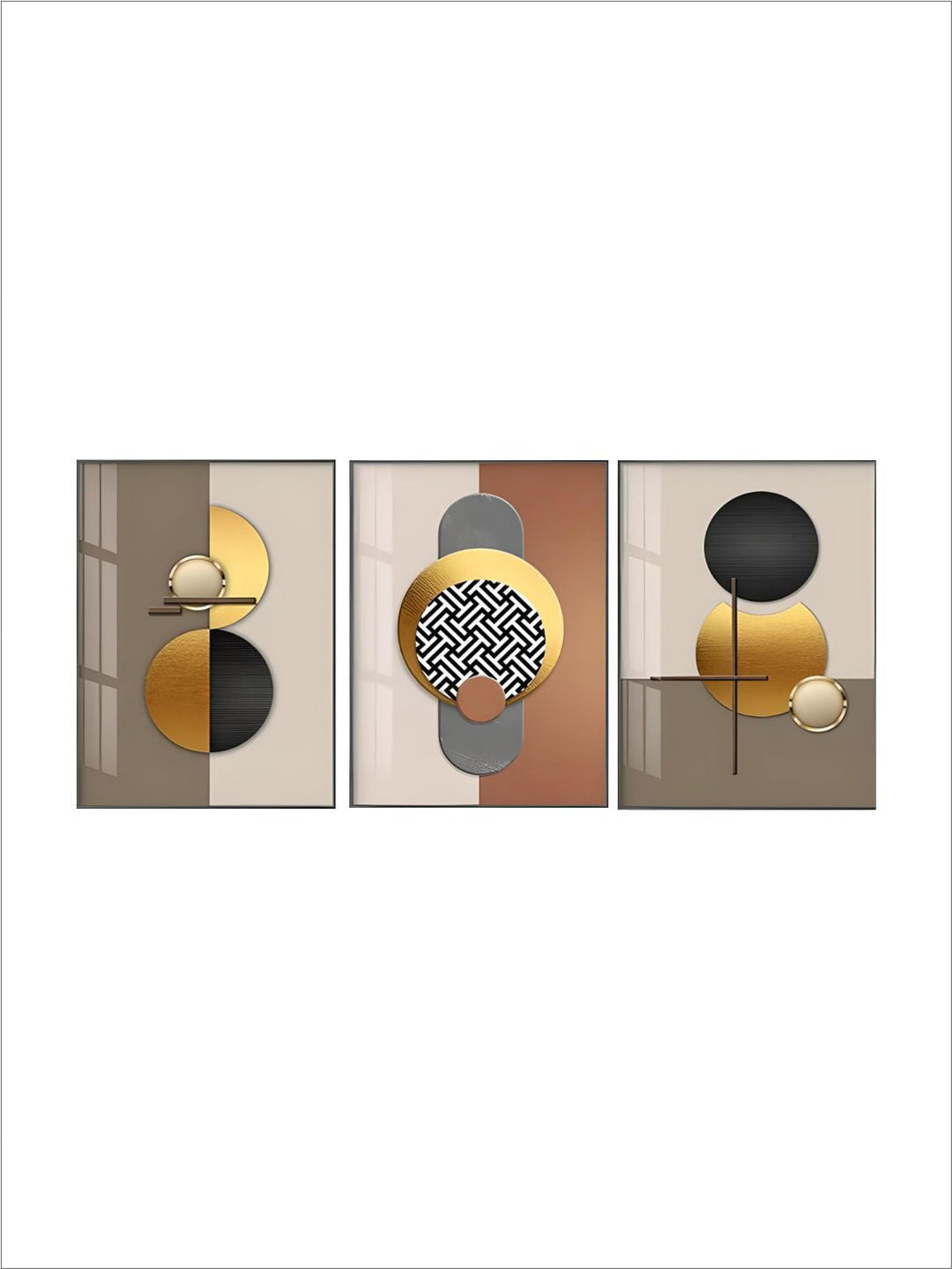 Modern Aesthetics Golden Sun Moon Abstract Geometry Wall Art