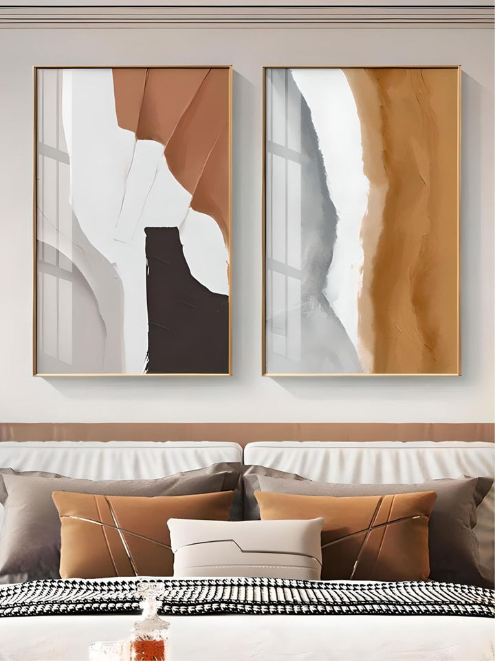 Modern Abstract Gray Beige Terracotta Wall Art Fine Art 