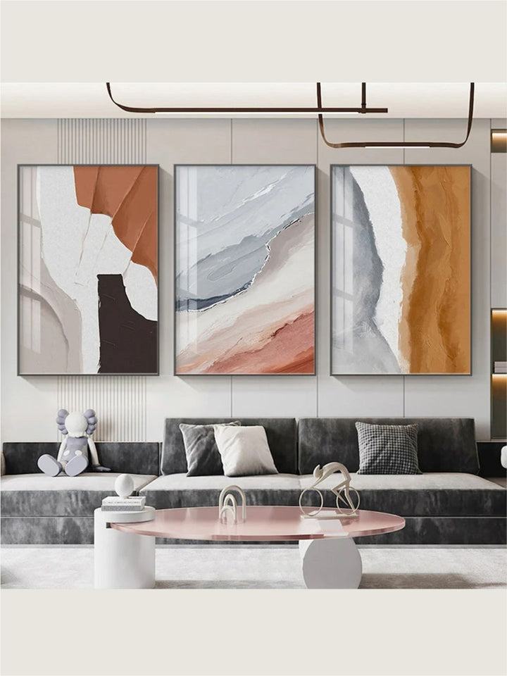 Modern Abstract Gray Beige Terracotta Wall Art Fine Art 