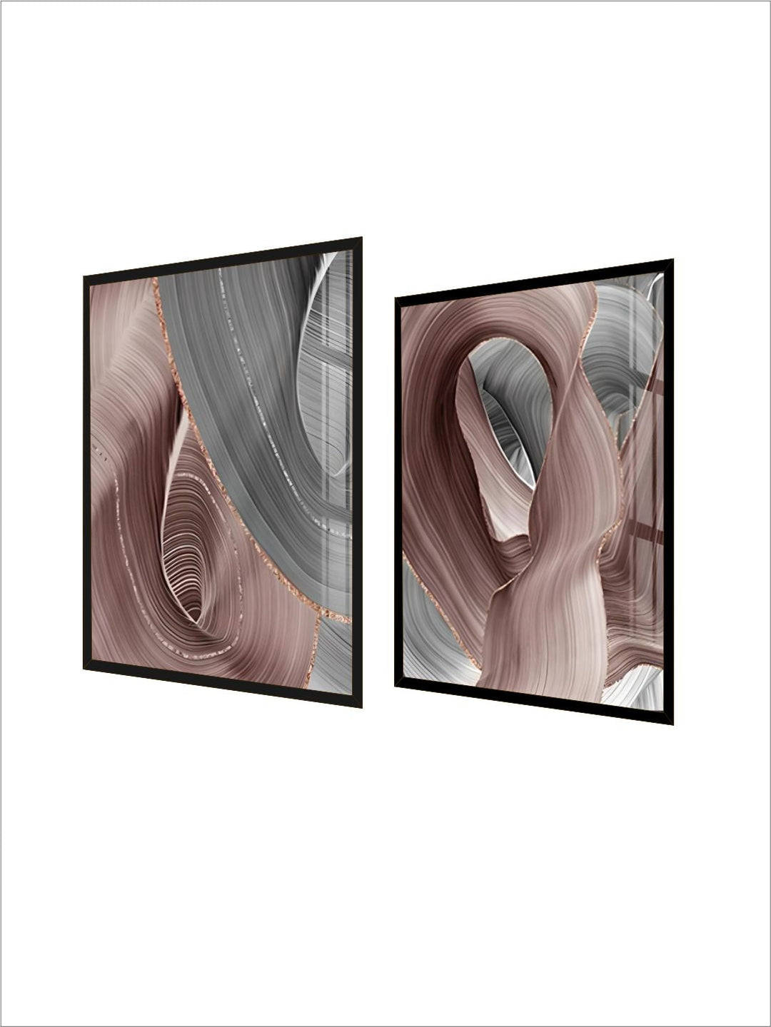 Light Luxury Abstract Flowing Ribbon Gray Pink Wall Art 