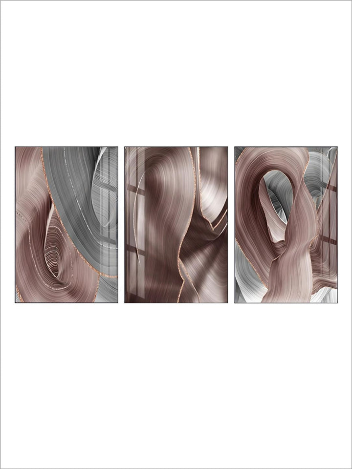 Light Luxury Abstract Flowing Ribbon Gray Pink Wall Art 