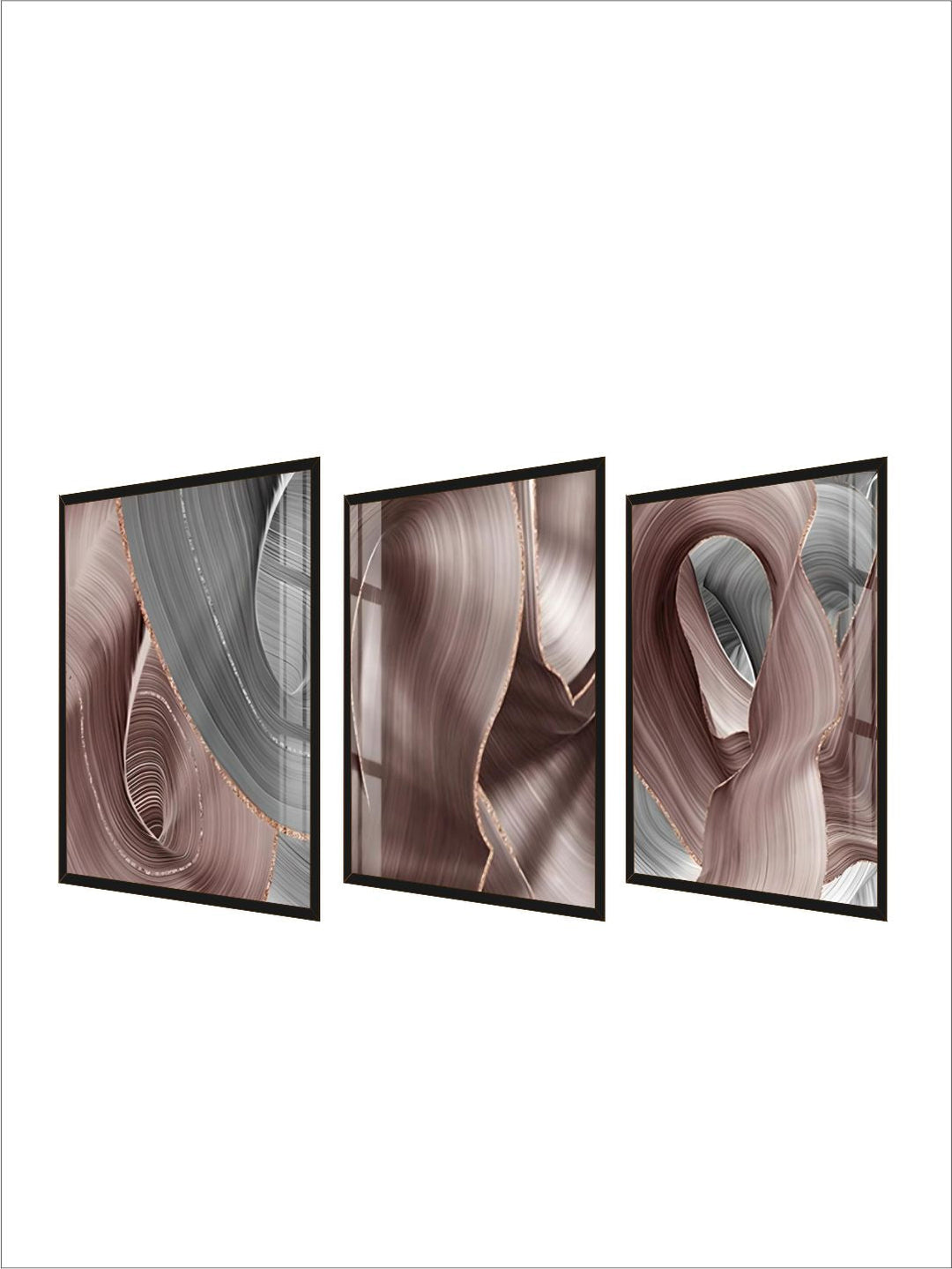 Light Luxury Abstract Flowing Ribbon Gray Pink Wall Art 