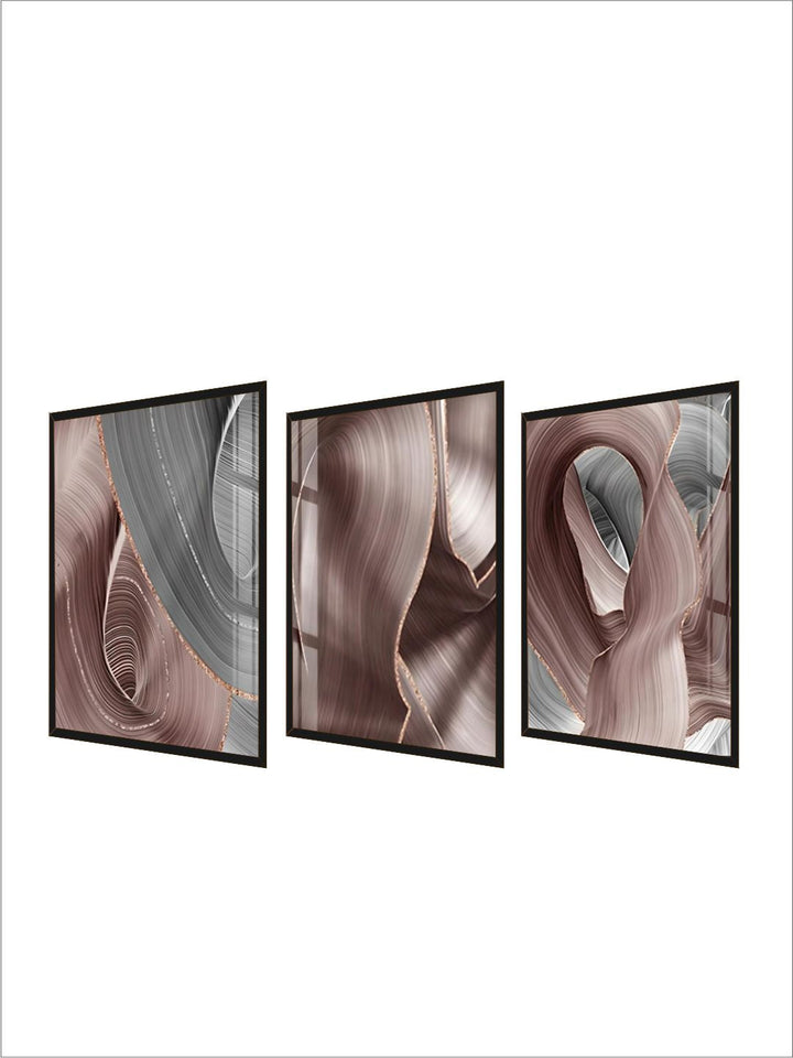 Light Luxury Abstract Flowing Ribbon Gray Pink Wall Art 