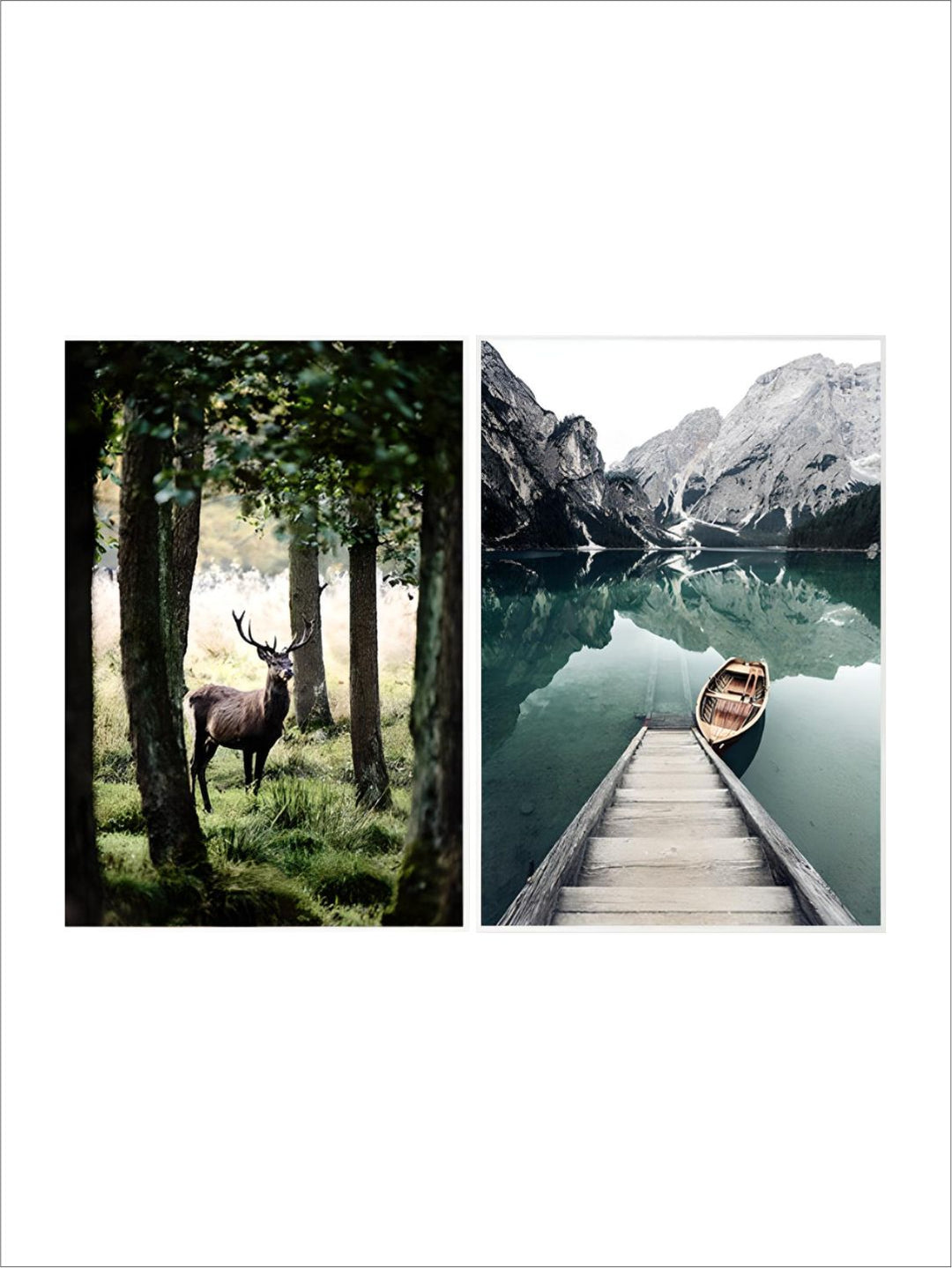 Idyllic Scenes Of Mountain Wilderness Wall Art Tranquil Lake Boat Reflections Pictures Of Calm Fine Art