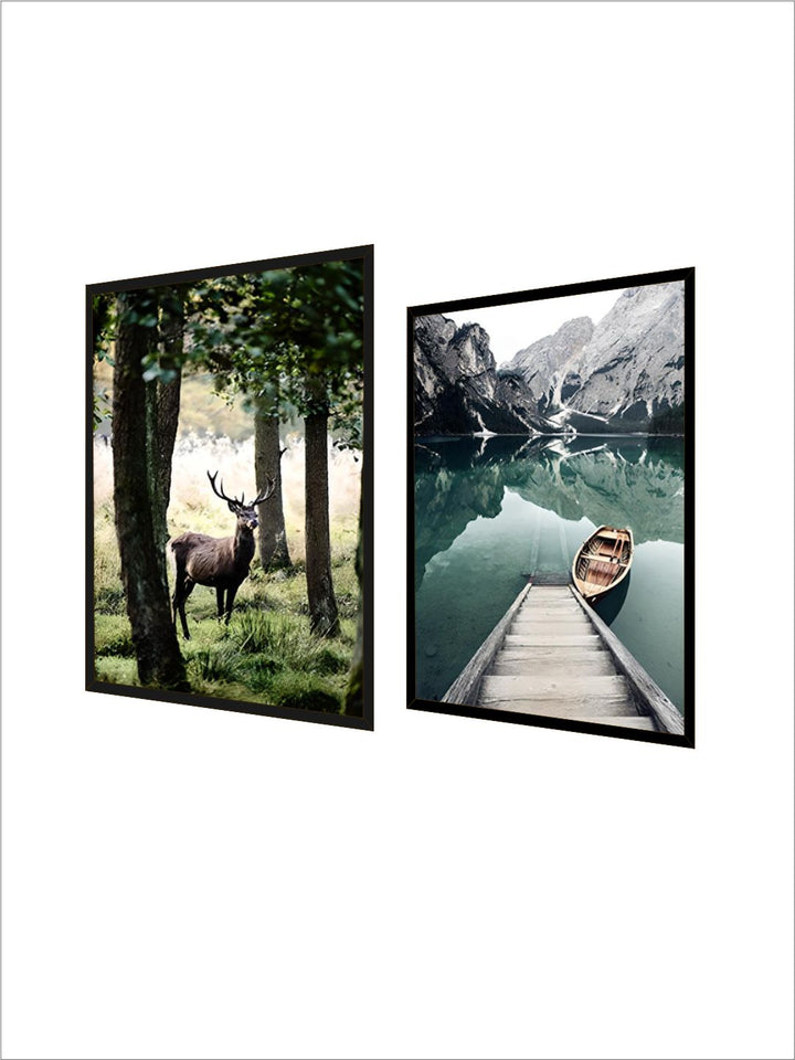 Idyllic Scenes Of Mountain Wilderness Wall Art Tranquil Lake Boat Reflections Pictures Of Calm Fine Art
