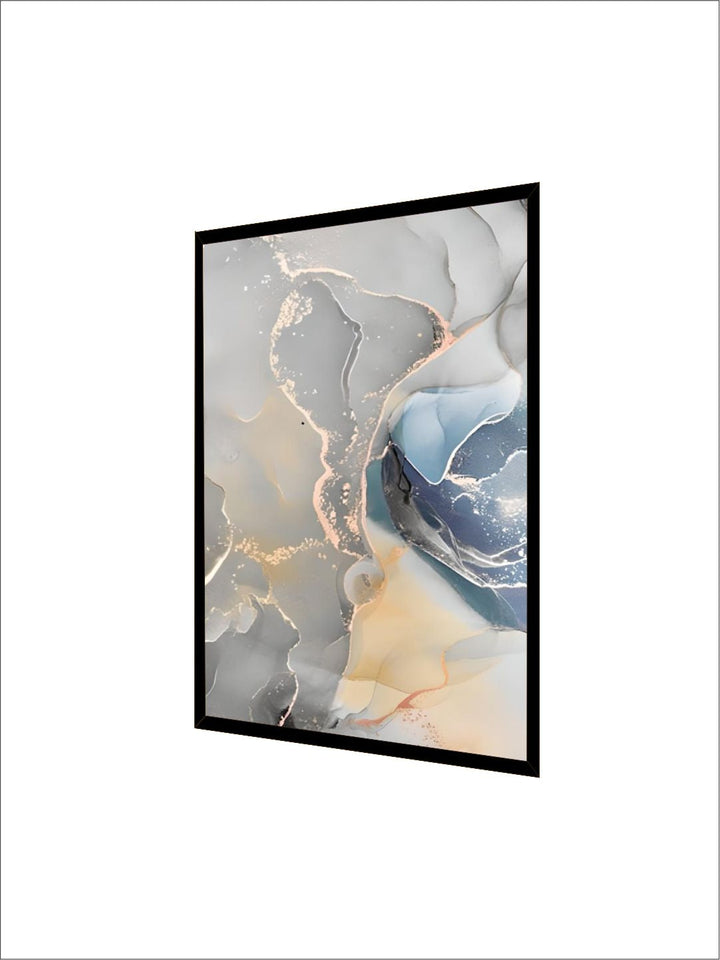 Abstract Grey Blue Marble Effect Wall Art 