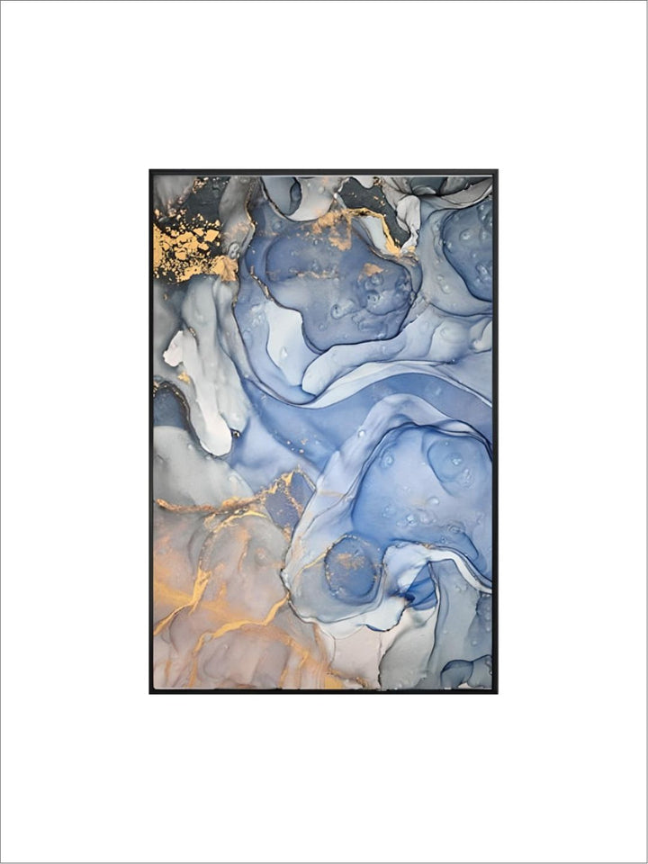 Abstract Grey Blue Marble Effect Wall Art 