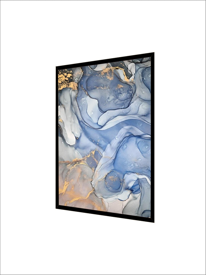 Abstract Grey Blue Marble Effect Wall Art 