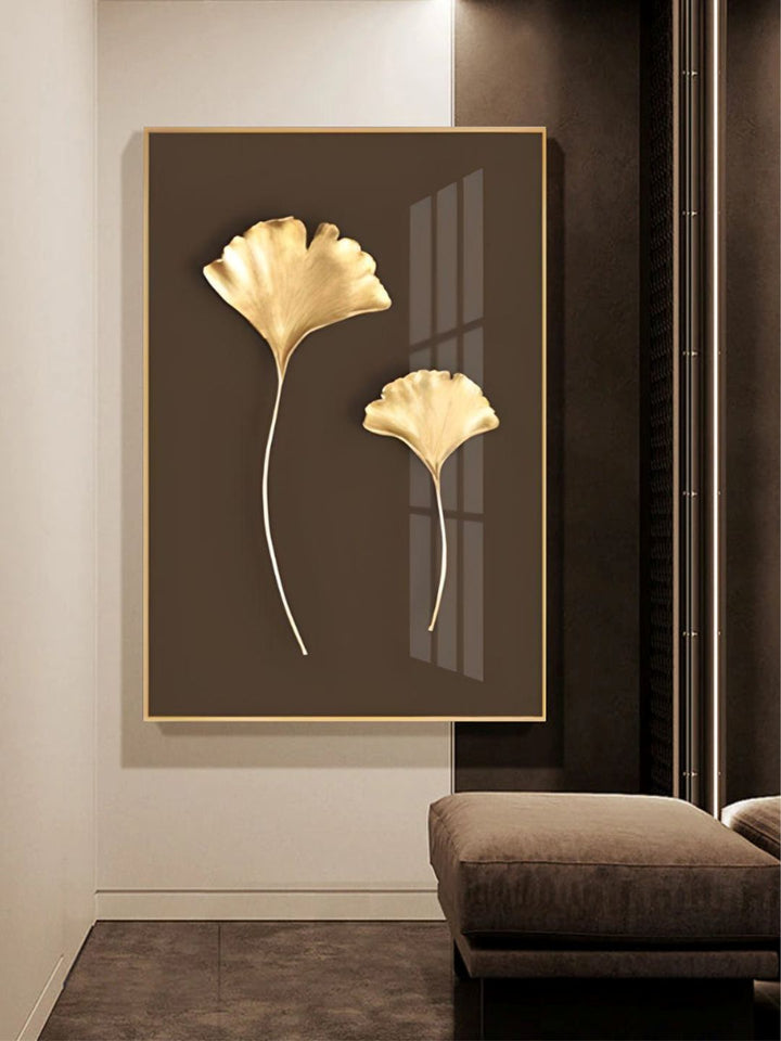 Abstract Minimalist Golden Leaf Wall Art Fine Art Canvas Prints Elegant Botanical Pictures For Luxury Living Room Dining Room Home Office Decor